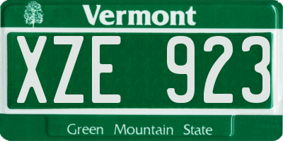VT license plate XZE923