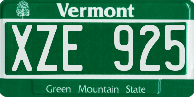 VT license plate XZE925