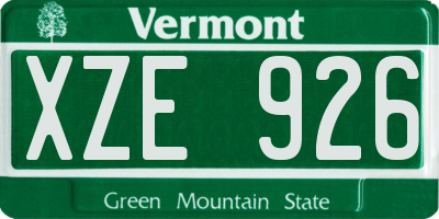 VT license plate XZE926