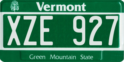 VT license plate XZE927