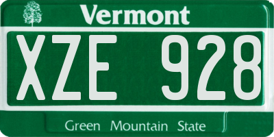 VT license plate XZE928