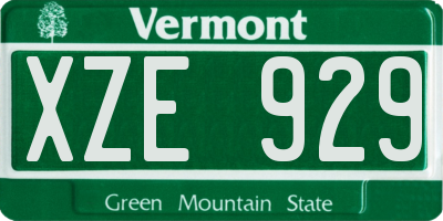 VT license plate XZE929
