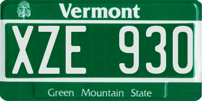 VT license plate XZE930