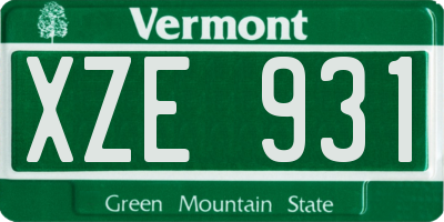 VT license plate XZE931