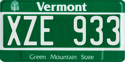 VT license plate XZE933