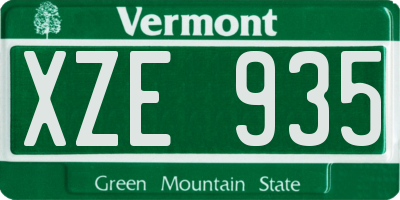 VT license plate XZE935