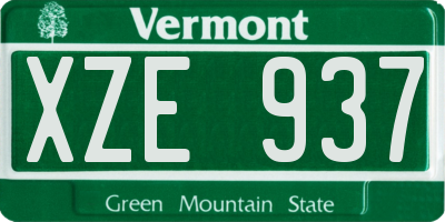 VT license plate XZE937