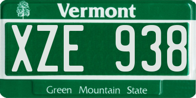 VT license plate XZE938