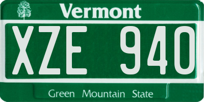 VT license plate XZE940