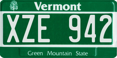 VT license plate XZE942