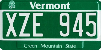 VT license plate XZE945
