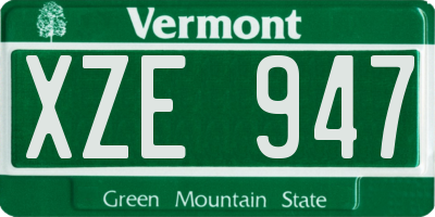 VT license plate XZE947