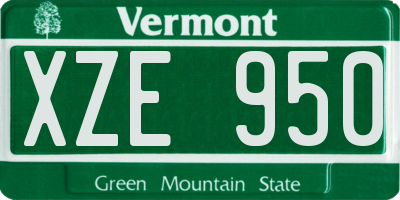 VT license plate XZE950