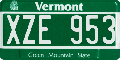 VT license plate XZE953
