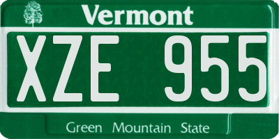 VT license plate XZE955