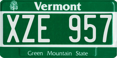 VT license plate XZE957