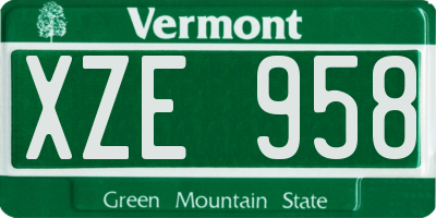 VT license plate XZE958