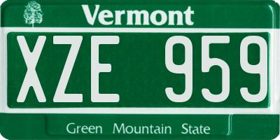 VT license plate XZE959