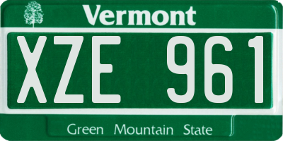 VT license plate XZE961