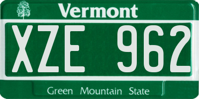 VT license plate XZE962