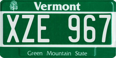 VT license plate XZE967