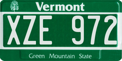 VT license plate XZE972