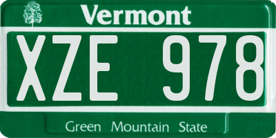 VT license plate XZE978