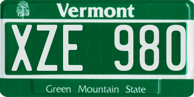 VT license plate XZE980