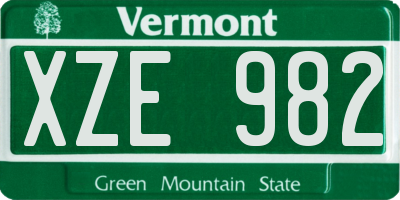 VT license plate XZE982