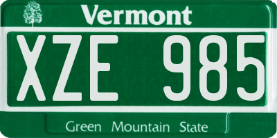 VT license plate XZE985