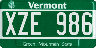 VT license plate XZE986