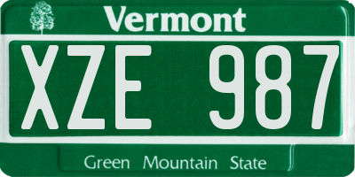 VT license plate XZE987