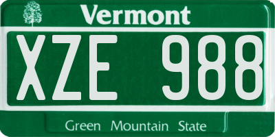 VT license plate XZE988