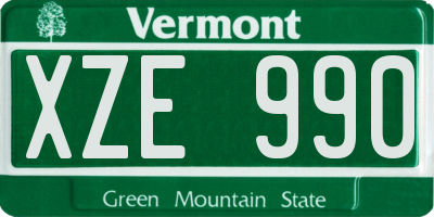 VT license plate XZE990