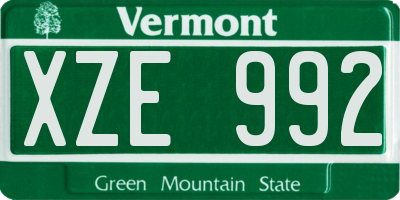 VT license plate XZE992