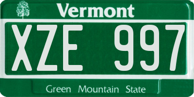 VT license plate XZE997