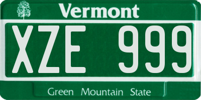 VT license plate XZE999