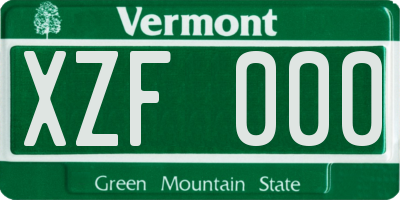 VT license plate XZF000