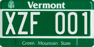 VT license plate XZF001