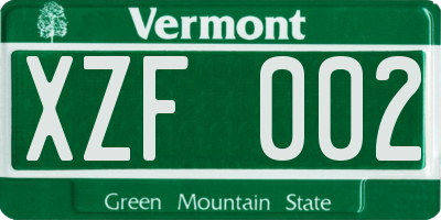 VT license plate XZF002