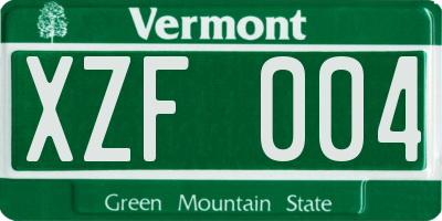 VT license plate XZF004