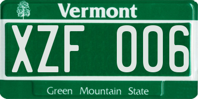 VT license plate XZF006