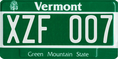VT license plate XZF007