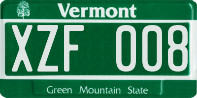 VT license plate XZF008