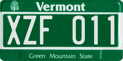 VT license plate XZF011