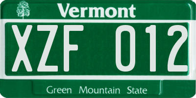 VT license plate XZF012