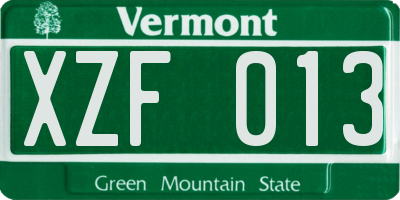 VT license plate XZF013