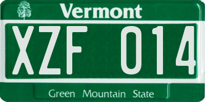 VT license plate XZF014
