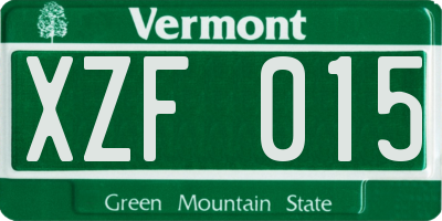 VT license plate XZF015