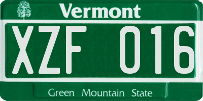 VT license plate XZF016